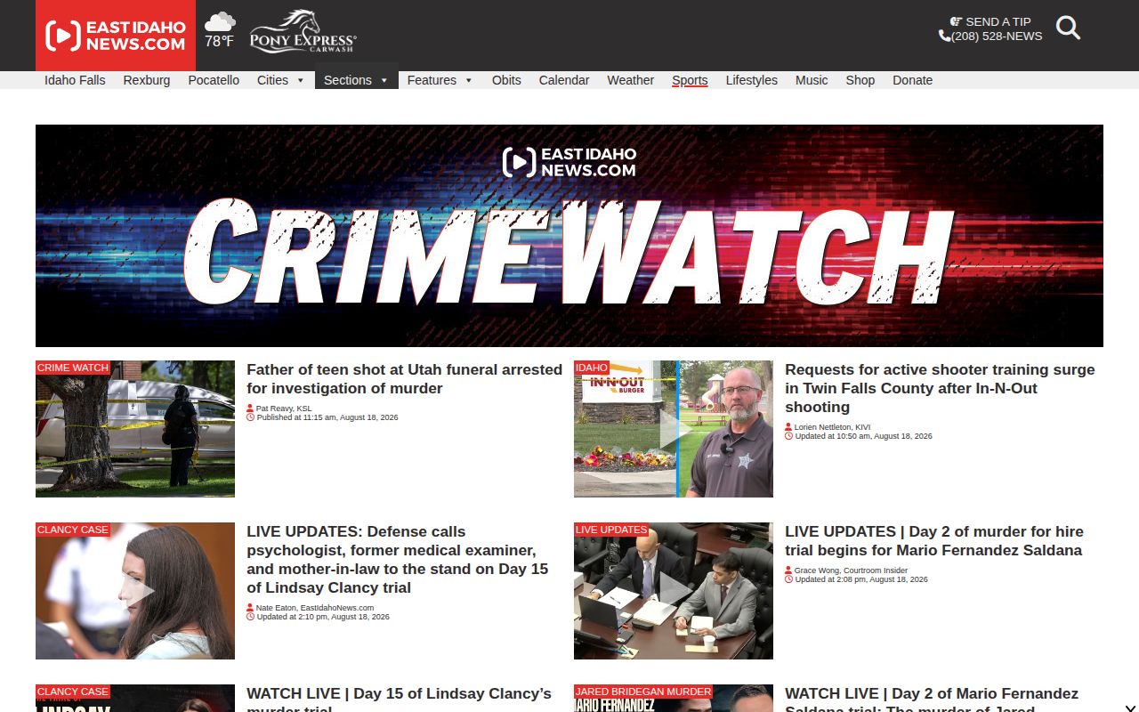 East Idaho News Crime Watch section covering Bonneville County crime news