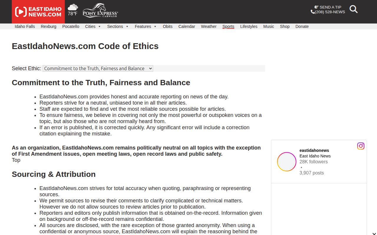 East Idaho News ethics policy for Bonneville County crime reporting and booking photos